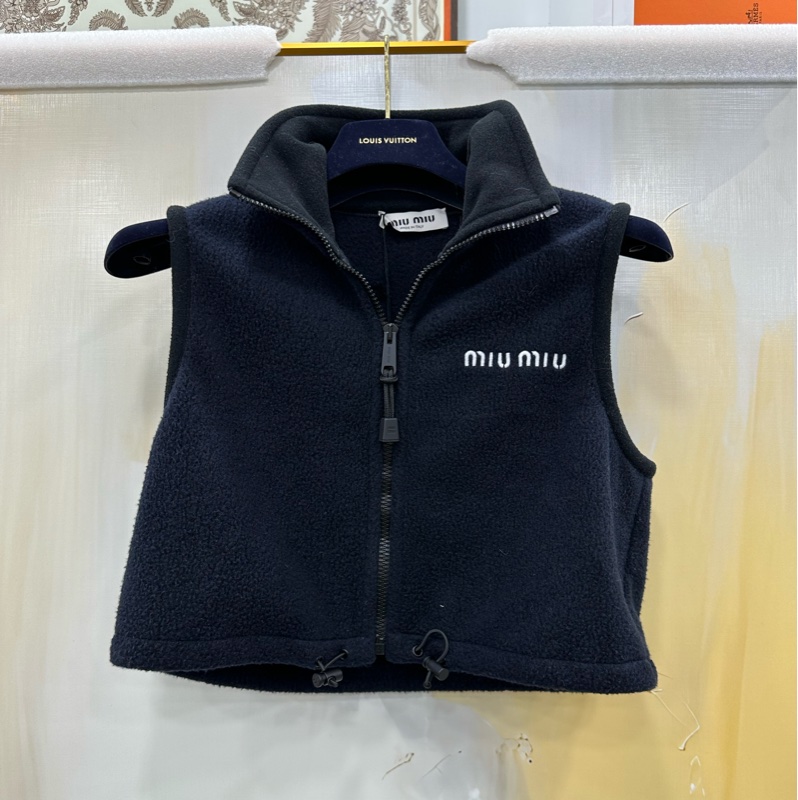 Miu Miu 繆繆 搖粒絨馬甲背心 女 深藍色 38碼-0