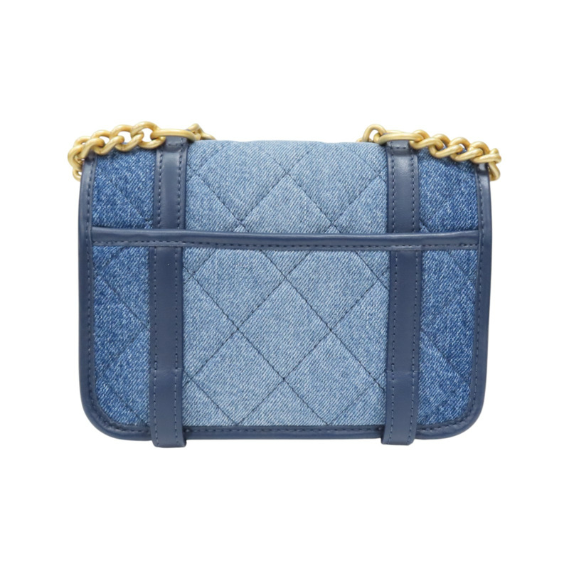 藍色 丹寧 牛仔布 徽章 鏈條包 兩用包【CHANEL 香奈兒】 AS5132-1