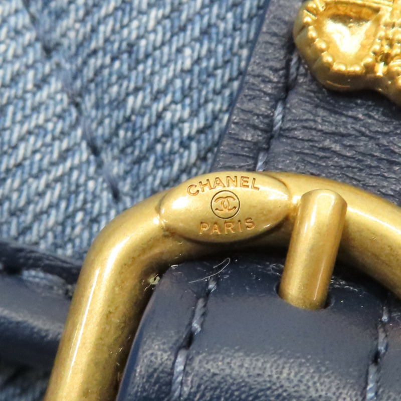 藍色 丹寧 牛仔布 徽章 鏈條包 兩用包【CHANEL 香奈兒】 AS5132-7