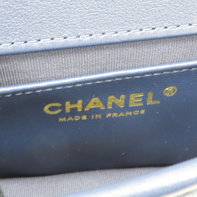 藍色 丹寧 牛仔布 徽章 鏈條包 兩用包【CHANEL 香奈兒】 AS5132-8