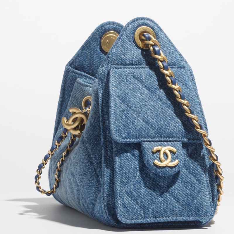 Chanel 全新 25 mini 水洗牛仔布 金扣-3