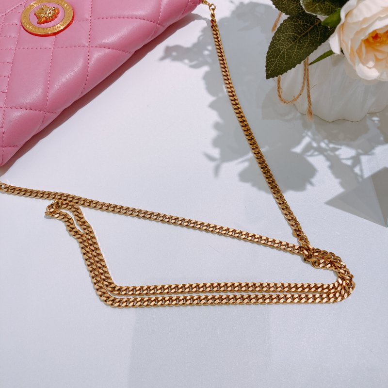 TW4688 Versace 范思哲翻蓋式鍊帶包包Quilted Clutch Chain Bag Leather Pink-11