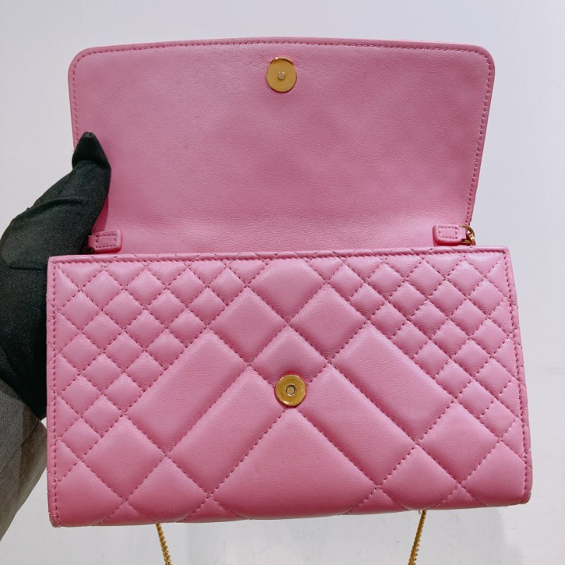TW4688 Versace 范思哲翻蓋式鍊帶包包Quilted Clutch Chain Bag Leather Pink-22