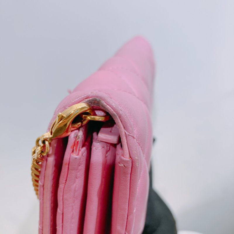 TW4688 Versace 范思哲翻蓋式鍊帶包包Quilted Clutch Chain Bag Leather Pink-27