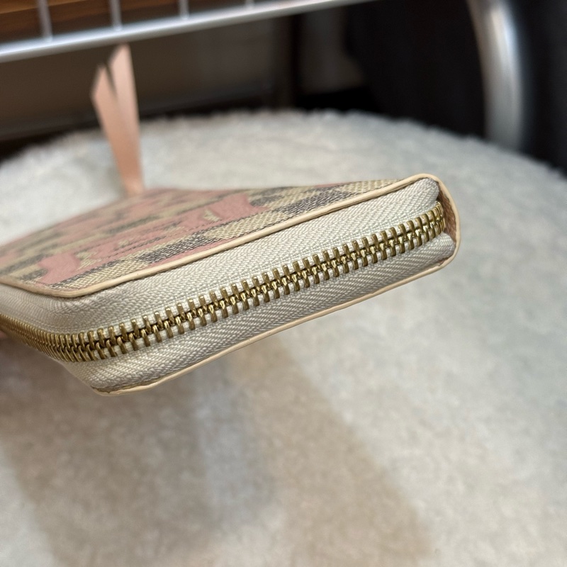 Lv 白棋盤格彩繪款拉鏈長夾-2