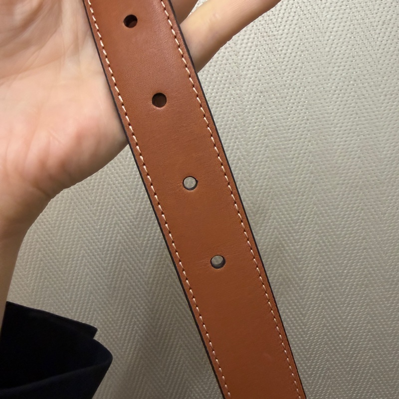 Celine 咖牛皮凱旋門金釦皮帶-17
