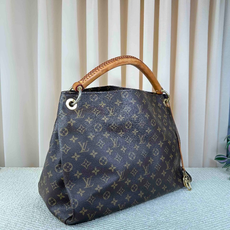 LV路易威登老花Artsy編織手柄包  經典款 棕色皮革邊框 金色五金 容量超大 手提款-2