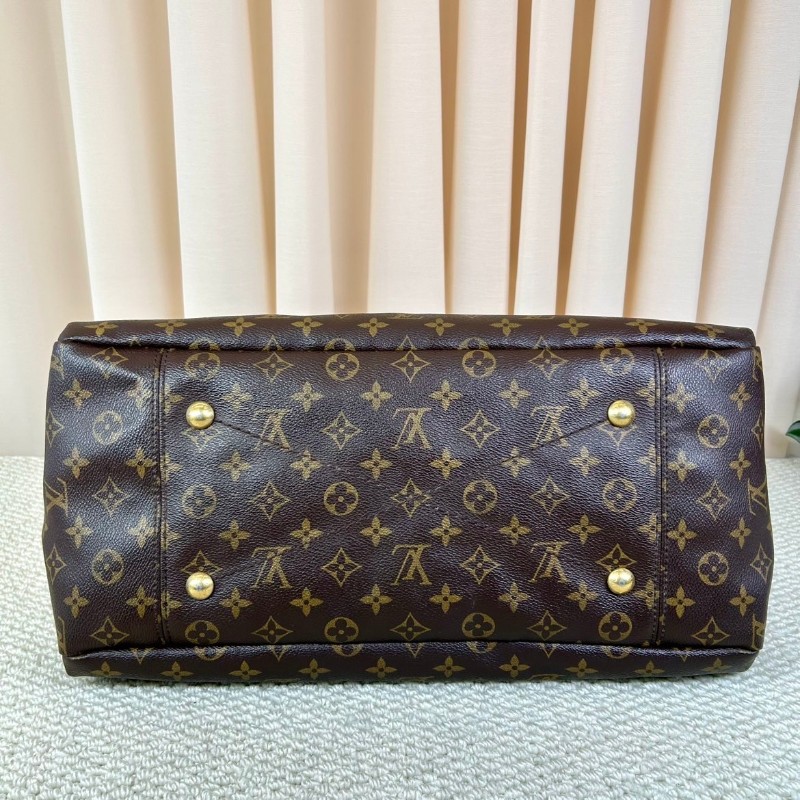 LV路易威登老花Artsy編織手柄包  經典款 棕色皮革邊框 金色五金 容量超大 手提款-4