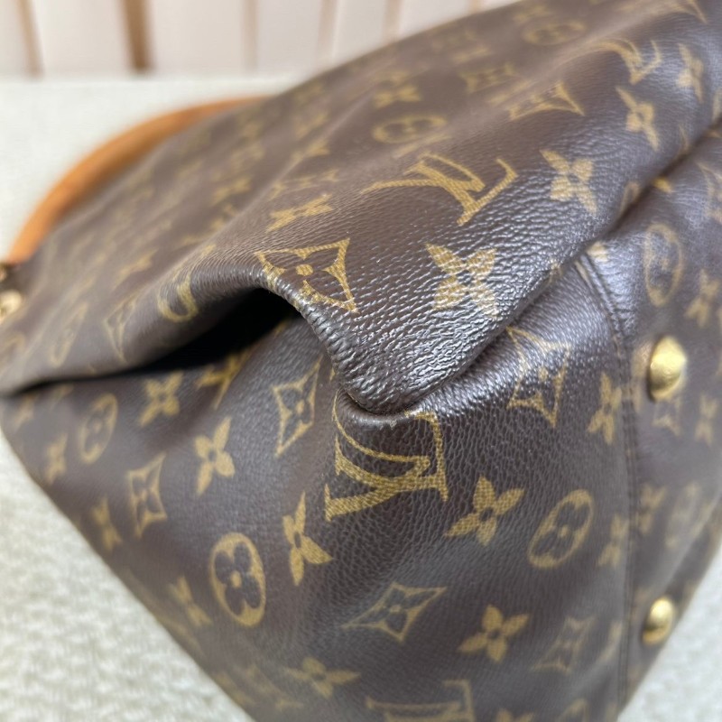 LV路易威登老花Artsy編織手柄包  經典款 棕色皮革邊框 金色五金 容量超大 手提款-8