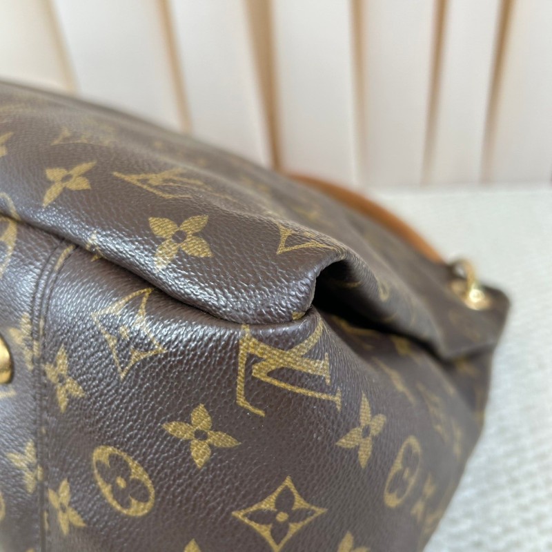 LV路易威登老花Artsy編織手柄包  經典款 棕色皮革邊框 金色五金 容量超大 手提款-9