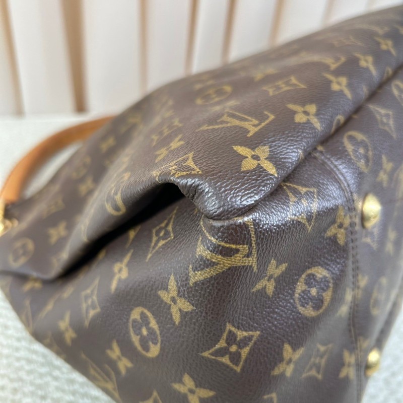 LV路易威登老花Artsy編織手柄包  經典款 棕色皮革邊框 金色五金 容量超大 手提款-10