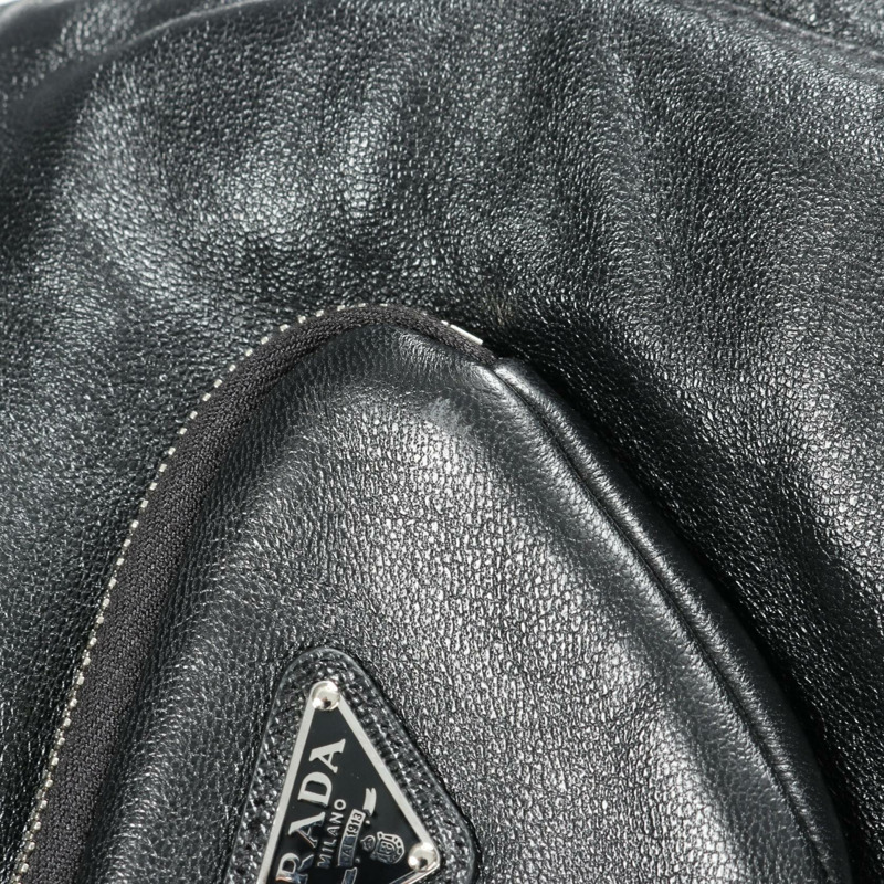 PRADA 黑色納帕皮拉鍊夾克 UPW399 二手男款-7