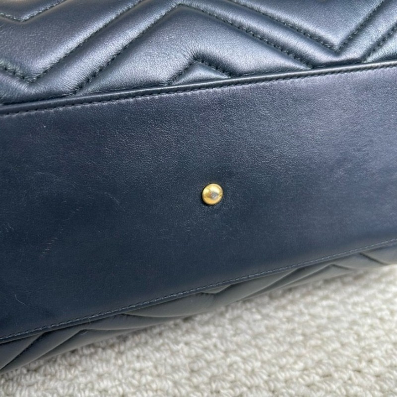 ZZZ GUCCI古馳Marmont黑金馬蒙手提包 單肩包 雙G款 容量實用 有肩帶 手提單肩都可以 百搭款-13