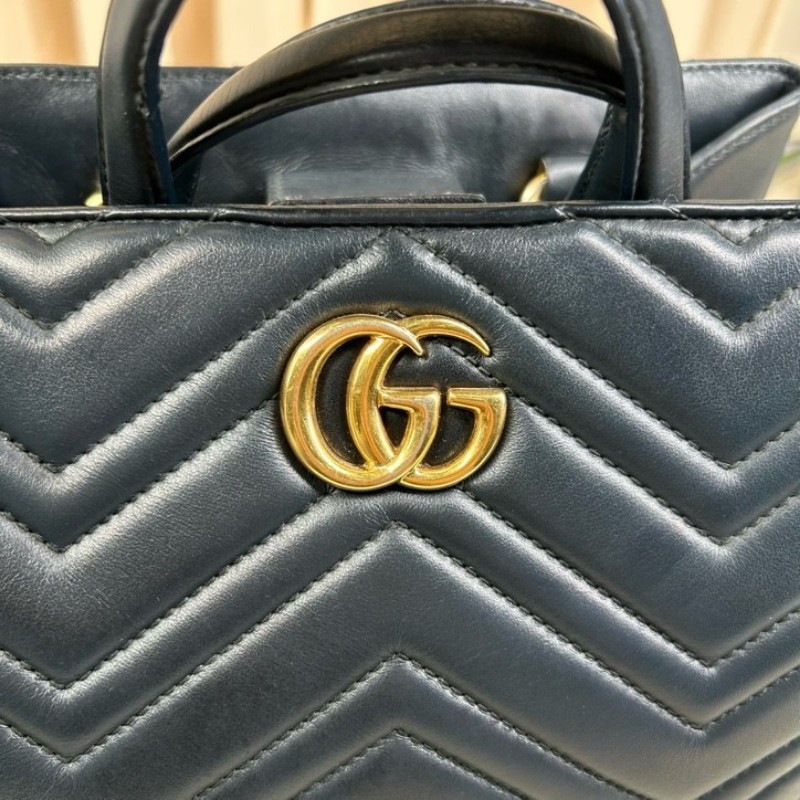 ZZZ GUCCI古馳Marmont黑金馬蒙手提包 單肩包 雙G款 容量實用 有肩帶 手提單肩都可以 百搭款-21