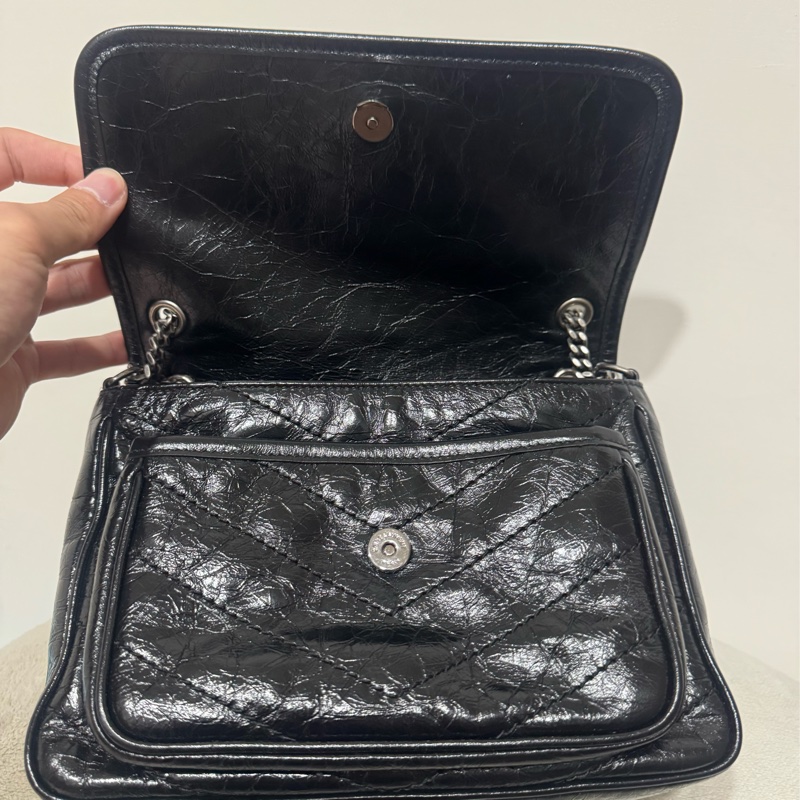 Ysl niki baby黑銀新款D釦-11