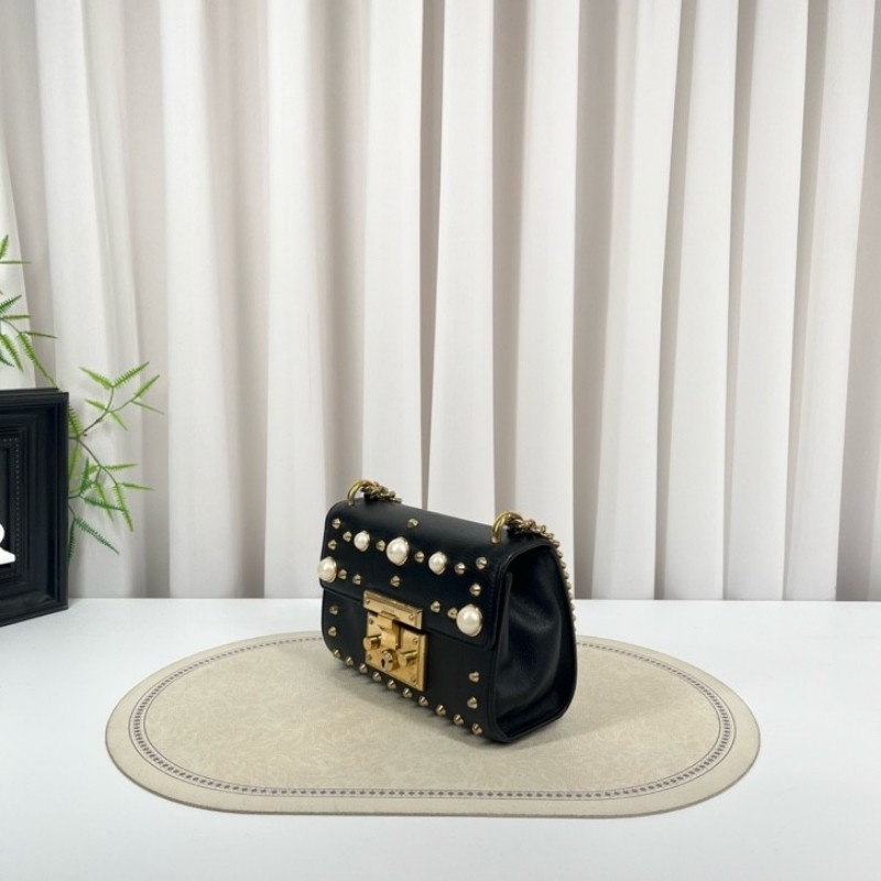 GUCCI古馳 月光寶盒珍珠鉚釘黑色 非常特別的一款 內裏整潔 容量可觀 適合日常通勤使用-1