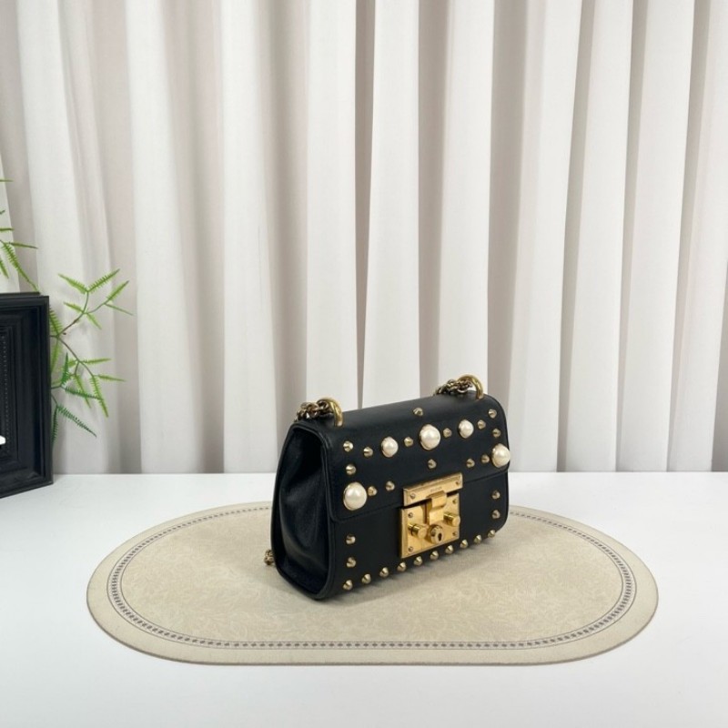 GUCCI古馳 月光寶盒珍珠鉚釘黑色 非常特別的一款 內裏整潔 容量可觀 適合日常通勤使用-2