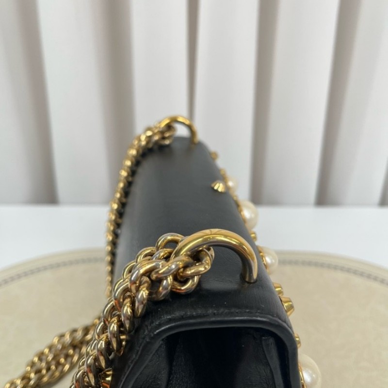 GUCCI古馳 月光寶盒珍珠鉚釘黑色 非常特別的一款 內裏整潔 容量可觀 適合日常通勤使用-10