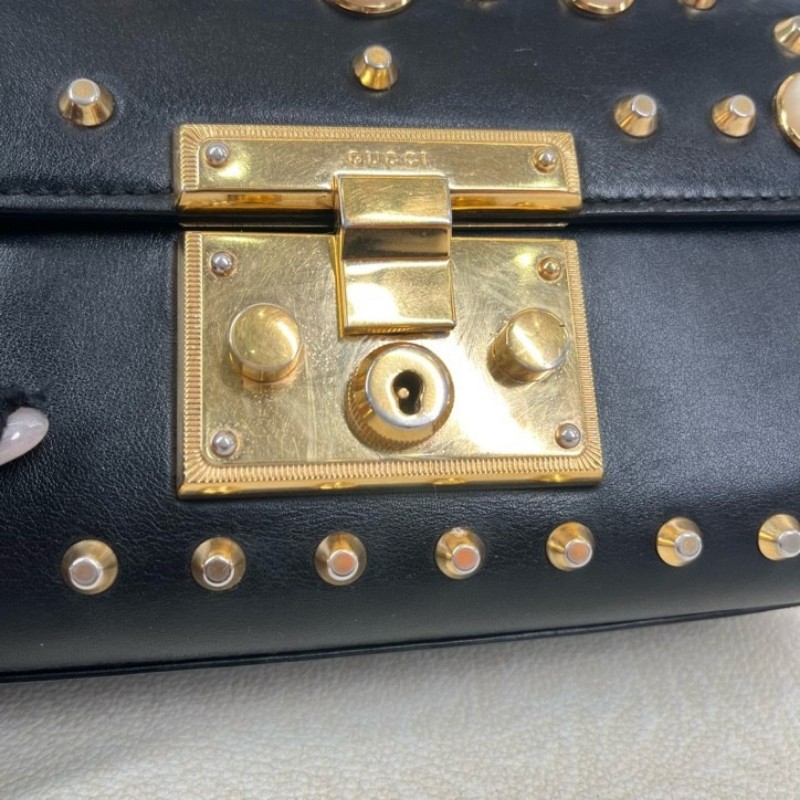 GUCCI古馳 月光寶盒珍珠鉚釘黑色 非常特別的一款 內裏整潔 容量可觀 適合日常通勤使用-20