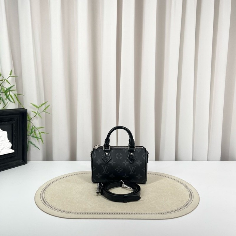 zzz LV路易威登 黑武士speedy nano 黑色老花 手提單肩斜挎包 精緻小巧 高級時尚-0