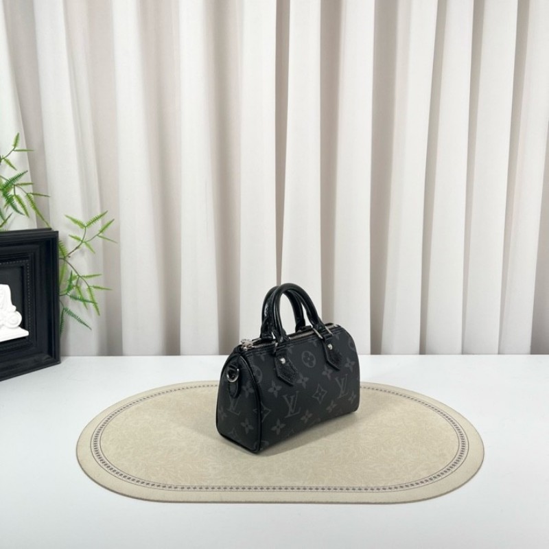 zzz LV路易威登 黑武士speedy nano 黑色老花 手提單肩斜挎包 精緻小巧 高級時尚-3