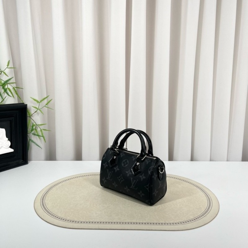 zzz LV路易威登 黑武士speedy nano 黑色老花 手提單肩斜挎包 精緻小巧 高級時尚-4