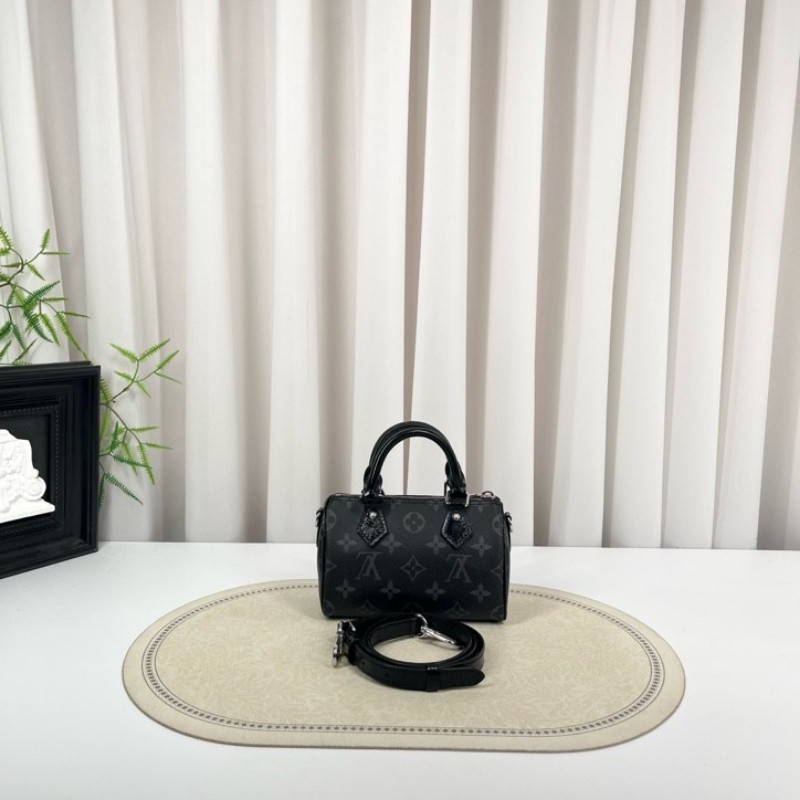 zzz LV路易威登 黑武士speedy nano 黑色老花 手提單肩斜挎包 精緻小巧 高級時尚-6