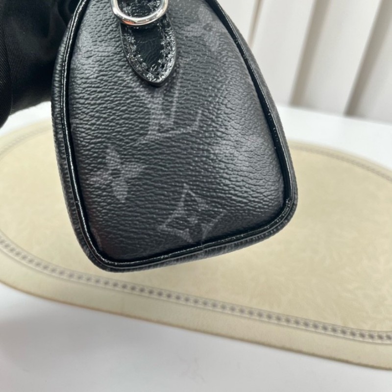 zzz LV路易威登 黑武士speedy nano 黑色老花 手提單肩斜挎包 精緻小巧 高級時尚-8