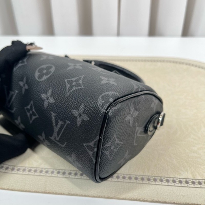 zzz LV路易威登 黑武士speedy nano 黑色老花 手提單肩斜挎包 精緻小巧 高級時尚-9