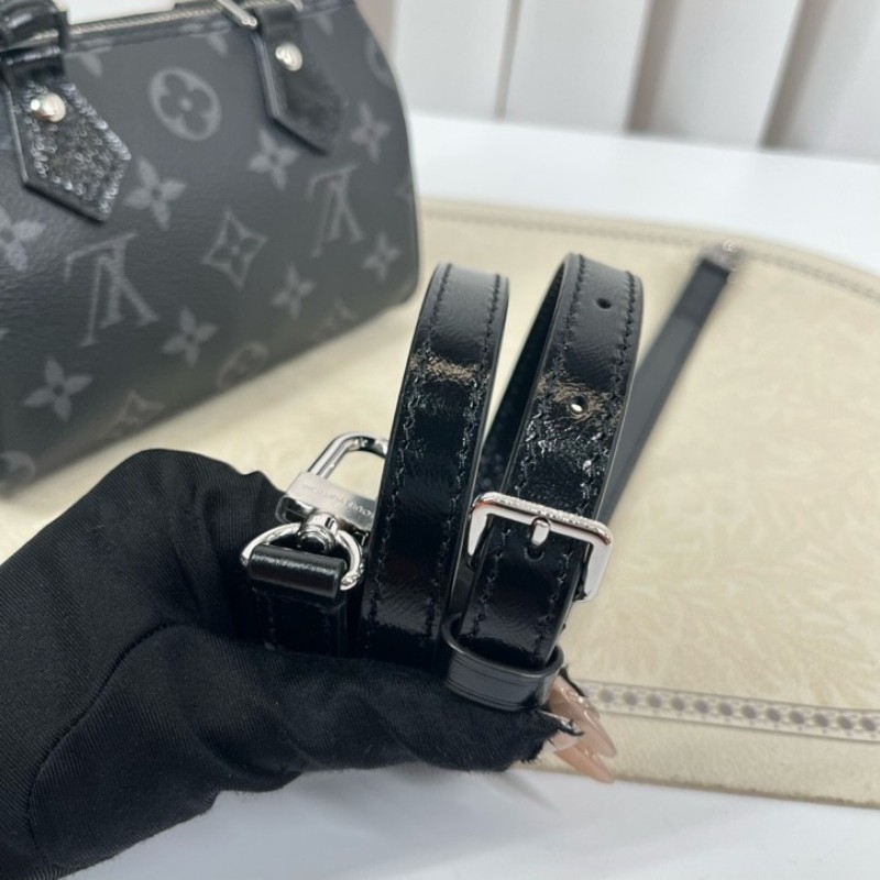 zzz LV路易威登 黑武士speedy nano 黑色老花 手提單肩斜挎包 精緻小巧 高級時尚-16