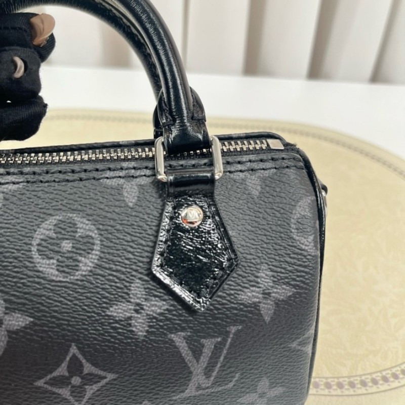 zzz LV路易威登 黑武士speedy nano 黑色老花 手提單肩斜挎包 精緻小巧 高級時尚-18