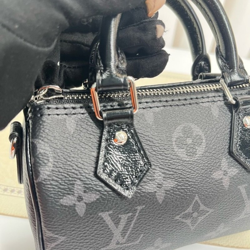 zzz LV路易威登 黑武士speedy nano 黑色老花 手提單肩斜挎包 精緻小巧 高級時尚-19