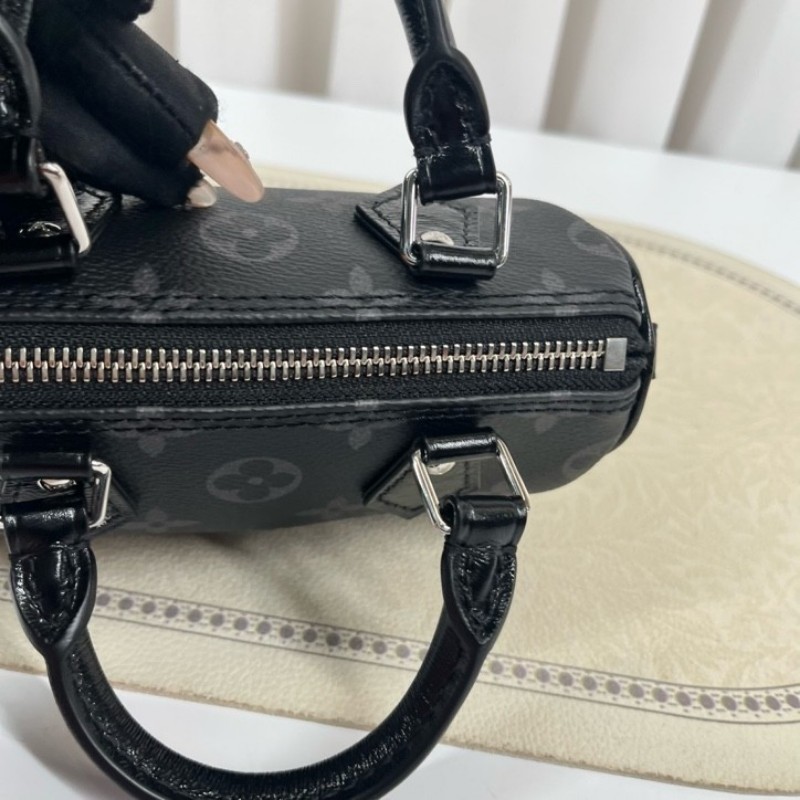 zzz LV路易威登 黑武士speedy nano 黑色老花 手提單肩斜挎包 精緻小巧 高級時尚-21