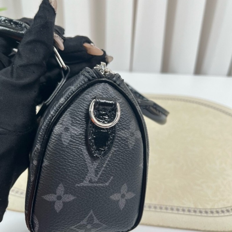 zzz LV路易威登 黑武士speedy nano 黑色老花 手提單肩斜挎包 精緻小巧 高級時尚-24