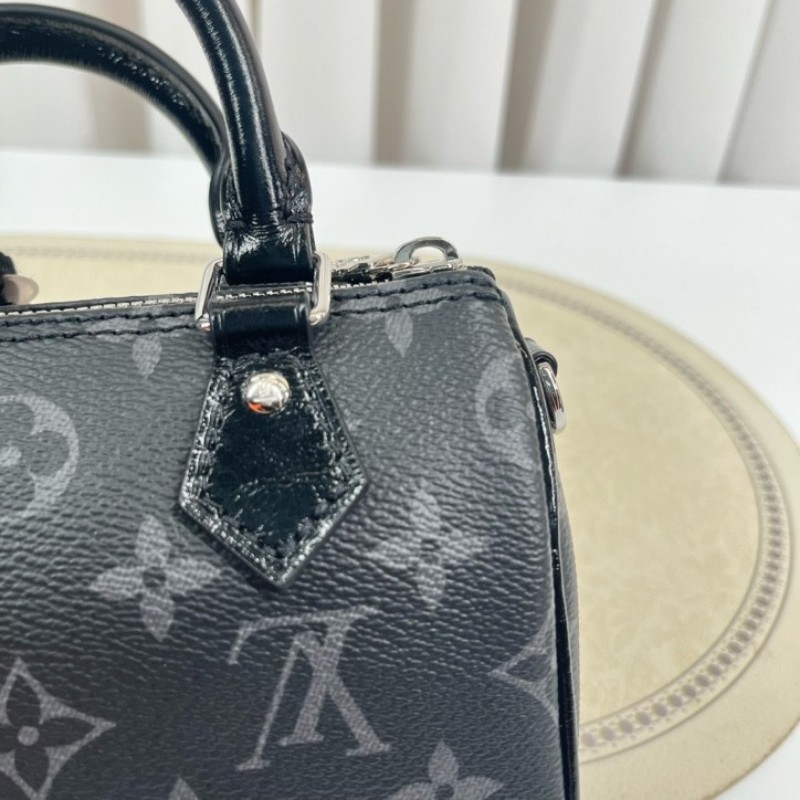 zzz LV路易威登 黑武士speedy nano 黑色老花 手提單肩斜挎包 精緻小巧 高級時尚-25