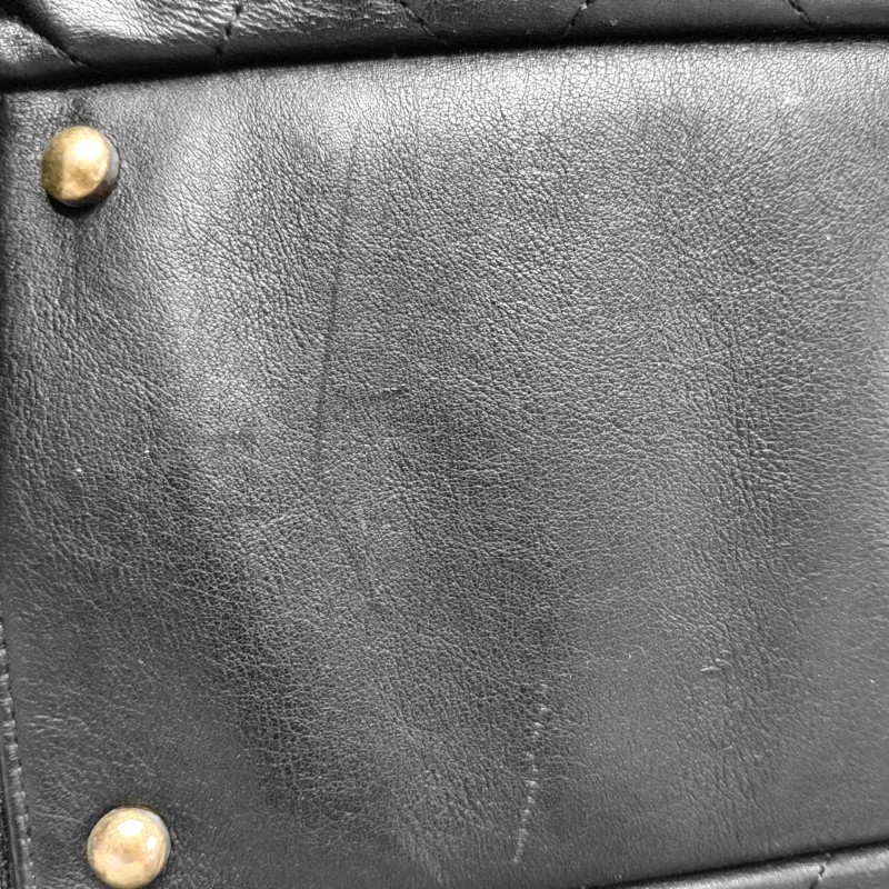 CHANEL 托特包黑色牛皮菱格紋縫線手提包 肩背包金色五金-18