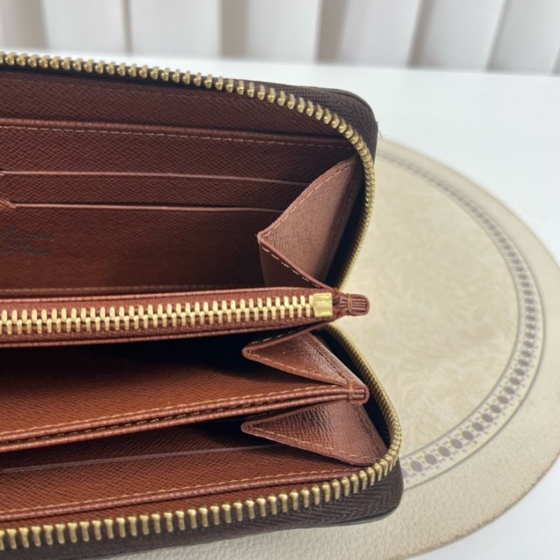 LV路易威登 長款老花拉鍊錢包 棕色內裡 內裡整潔 卡位多 容量大-3