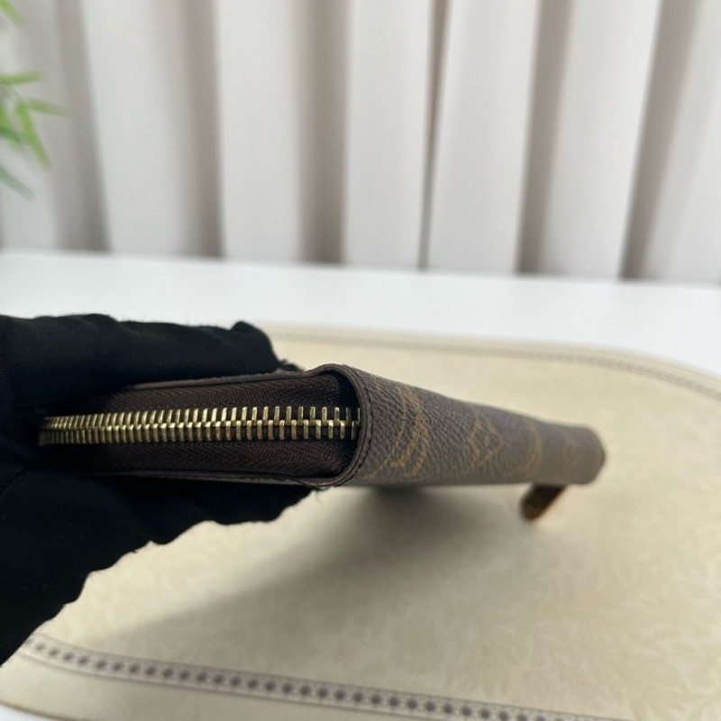 LV路易威登 長款老花拉鍊錢包 棕色內裡 內裡整潔 卡位多 容量大-25