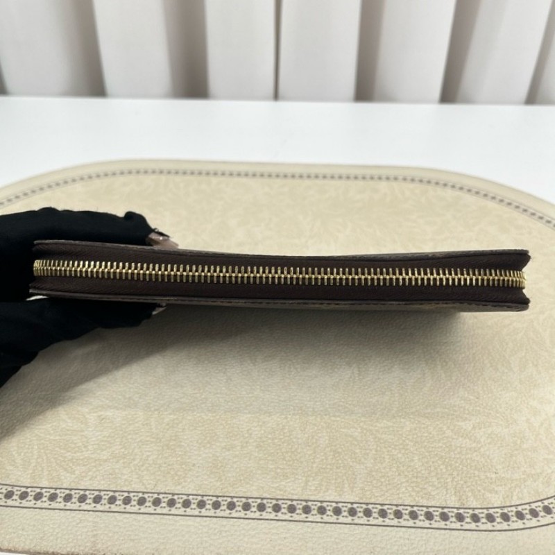 LV路易威登 長款老花拉鍊錢包 棕色內裡 內裡整潔 卡位多 容量大-27