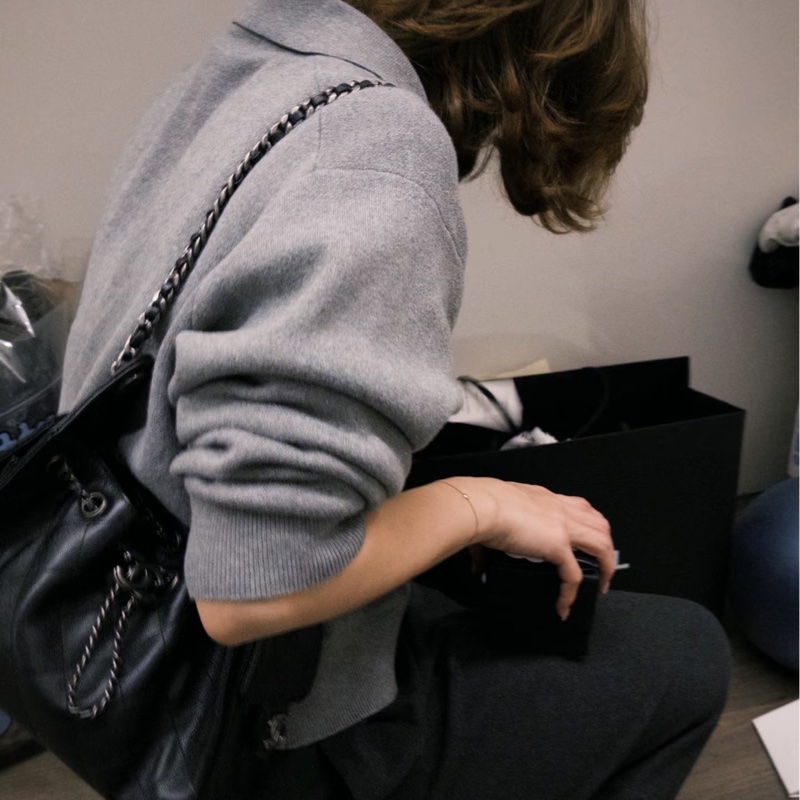 Chanel 25 Mini 黑銀荔枝牛皮-1