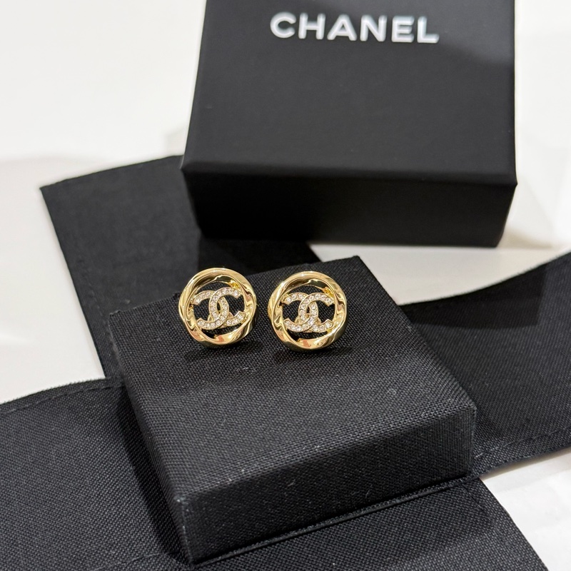 CHANEL 香奈兒25K 圓形鏤空雙C耳環-0
