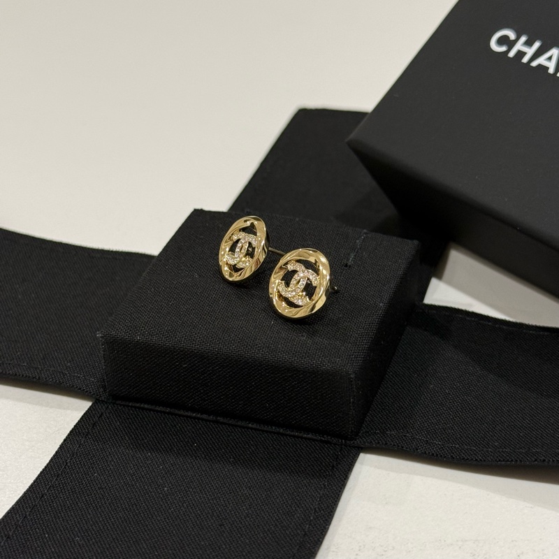 CHANEL 香奈兒25K 圓形鏤空雙C耳環-1