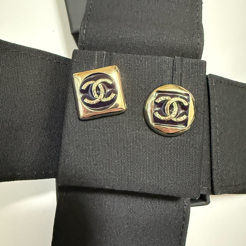 💖Chanel 26C 耳環 耳針 珐瑯款 黑色💖 全新-4