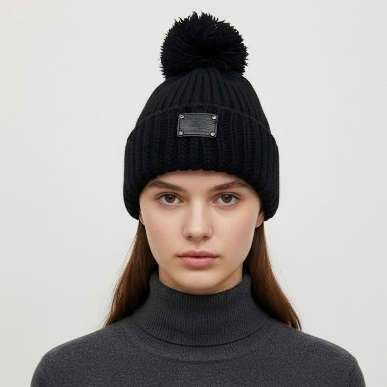 BURBERRY 藍標 皮革戰馬字母毛帽-0