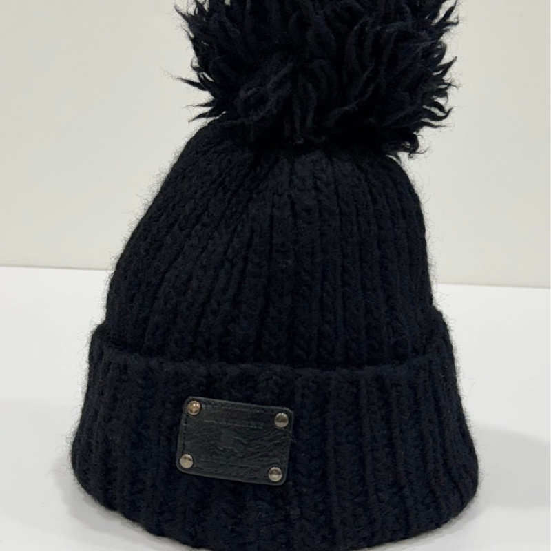 BURBERRY 藍標 皮革戰馬字母毛帽-1