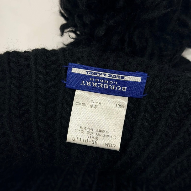 BURBERRY 藍標 皮革戰馬字母毛帽-7