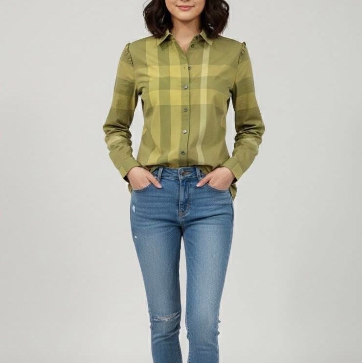 BURBERRY 倫敦 花邊格紋襯衫-0