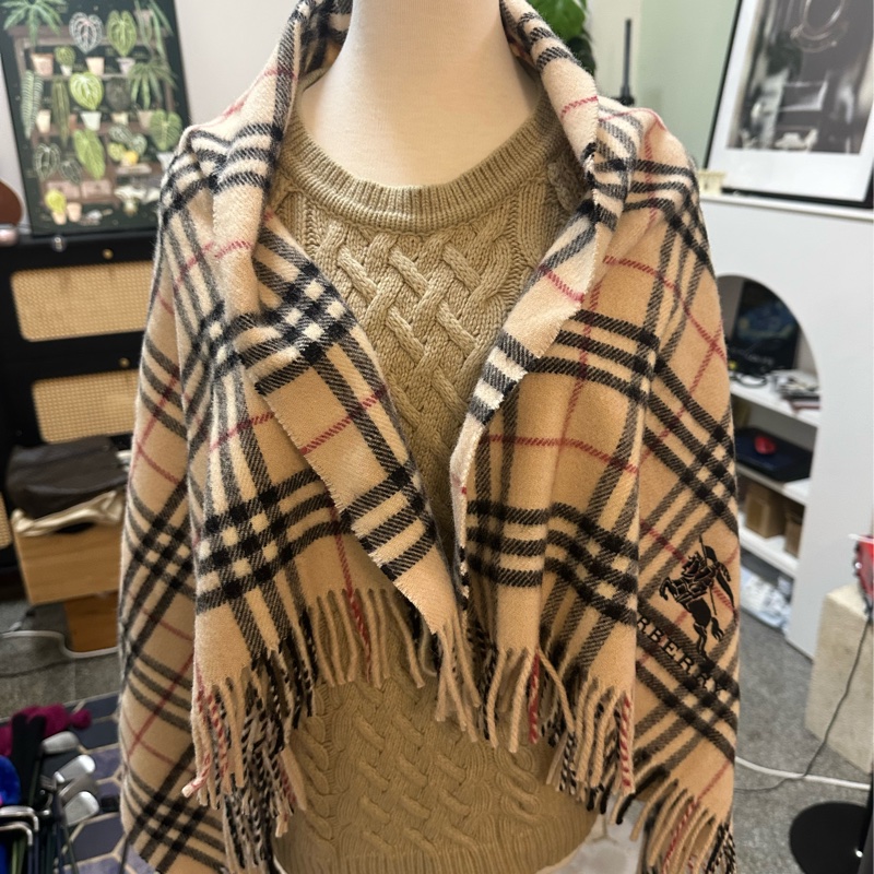 Burberry 格紋披巾-0