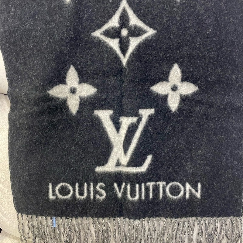 Louis Vuitton Lv 羊絨圍巾M71040 黑灰配色190*45-2
