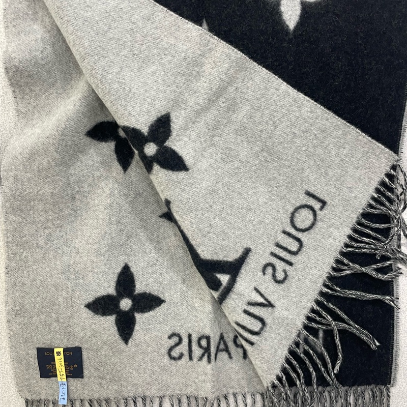 Louis Vuitton Lv 羊絨圍巾M71040 黑灰配色190*45-4
